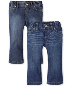 the children's place,baby-girls,and toddler girls basic bootcut jeans,indigo stone/victory blue wash 2 pack,3t