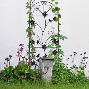 2 Packs 64"x17" Metal Garden Trellis for Climbing Plants Rustproof Sturdy Black Iron Trellis Plants Support Outdoor for Climbing Vegetable Rose Potted Plants Flower Cucumber Clematis