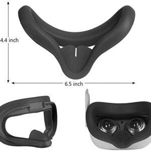 RGEEK VR Silicone Face Cover for Quest 2 VR Headset Sweat-Proof Lightproof Non-Slip Washable Replacement Face Pads Quest 2 Accessories(Black)