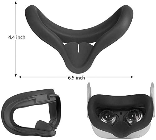 RGEEK VR Silicone Face Cover for Quest 2 VR Headset Sweat-Proof Lightproof Non-Slip Washable Replacement Face Pads Quest 2 Accessories(Black)