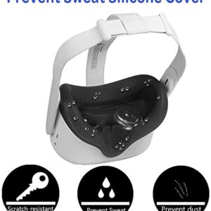 RGEEK VR Silicone Face Cover for Quest 2 VR Headset Sweat-Proof Lightproof Non-Slip Washable Replacement Face Pads Quest 2 Accessories(Black)