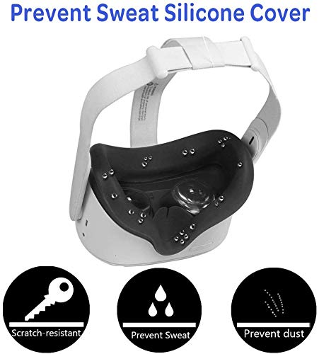 RGEEK VR Silicone Face Cover for Quest 2 VR Headset Sweat-Proof Lightproof Non-Slip Washable Replacement Face Pads Quest 2 Accessories(Black)