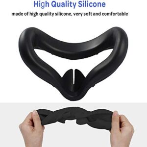 RGEEK VR Silicone Face Cover for Quest 2 VR Headset Sweat-Proof Lightproof Non-Slip Washable Replacement Face Pads Quest 2 Accessories(Black)