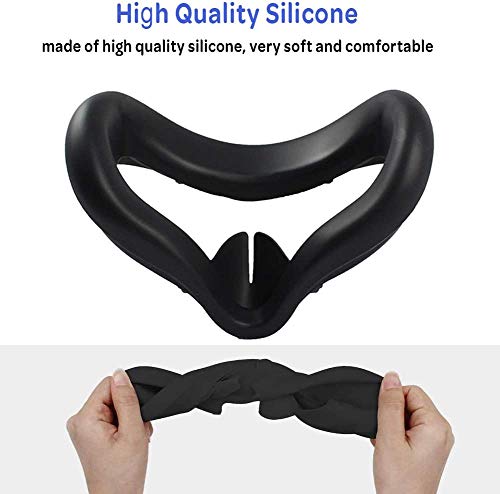 RGEEK VR Silicone Face Cover for Quest 2 VR Headset Sweat-Proof Lightproof Non-Slip Washable Replacement Face Pads Quest 2 Accessories(Black)