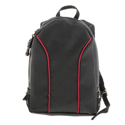 Yiju 1/6 Scale Laptop Bag Backpack Ornament for 12" Male Action Figure, Black with Red, 7.5x5.5cm