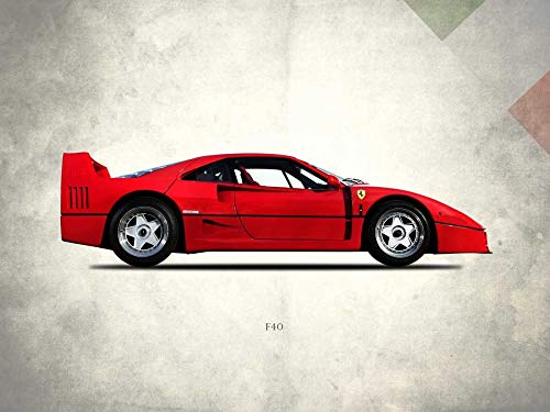Posterazzi PDXRGN113388LARGE Ferrari F40 Berlinette 1992 Mark Rogan Poster Print, 36 x 24, Multicolor