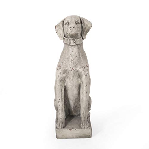 Christopher Knight Home Gomer Outdoor Dog Statue, Antique White