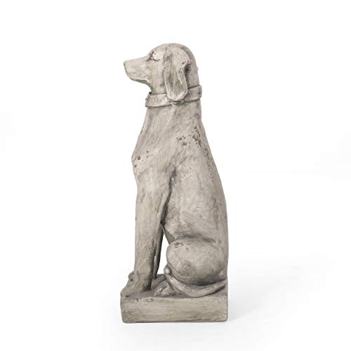 Christopher Knight Home Gomer Outdoor Dog Statue, Antique White