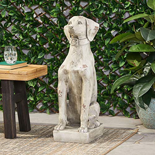 Christopher Knight Home Gomer Outdoor Dog Statue, Antique White