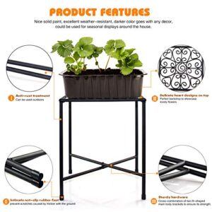 Mid Century Plant Stand, 2 Pack 11" Tall Metal Plant Stand for Flower Pot Planter Up to 100lbs, Rustproof Iron Plant Holder for Indoor Outdoor Use, Modern Plant Stand for Home Garden Display Greenery