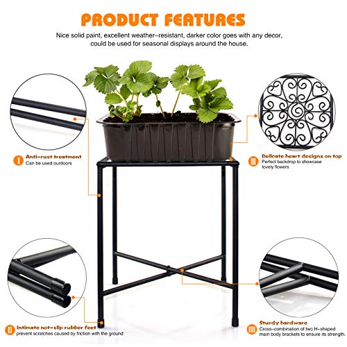 Mid Century Plant Stand, 2 Pack 11" Tall Metal Plant Stand for Flower Pot Planter Up to 100lbs, Rustproof Iron Plant Holder for Indoor Outdoor Use, Modern Plant Stand for Home Garden Display Greenery