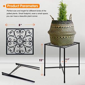 Mid Century Plant Stand, 2 Pack 11" Tall Metal Plant Stand for Flower Pot Planter Up to 100lbs, Rustproof Iron Plant Holder for Indoor Outdoor Use, Modern Plant Stand for Home Garden Display Greenery