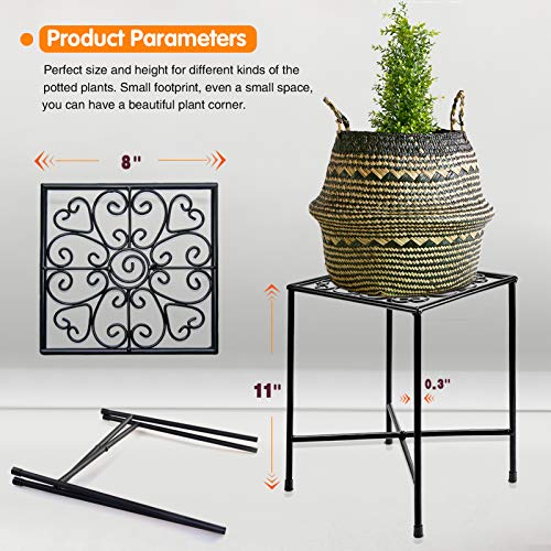 Mid Century Plant Stand, 2 Pack 11" Tall Metal Plant Stand for Flower Pot Planter Up to 100lbs, Rustproof Iron Plant Holder for Indoor Outdoor Use, Modern Plant Stand for Home Garden Display Greenery