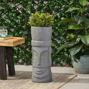 Christopher Knight Home Poulan Outdoor Flower Planter, Stone Gray