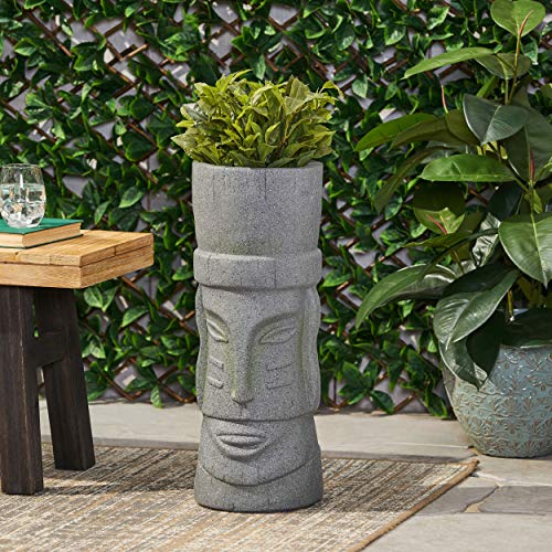 Christopher Knight Home Poulan Outdoor Flower Planter, Stone Gray