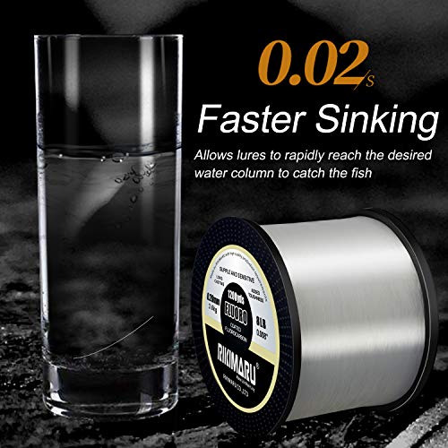 RIKIMARU Fluoro Fishing Line, 100% Fluorocarbon Coated Fishing Line (Clear, 4LB/0.18mm/300Yds)