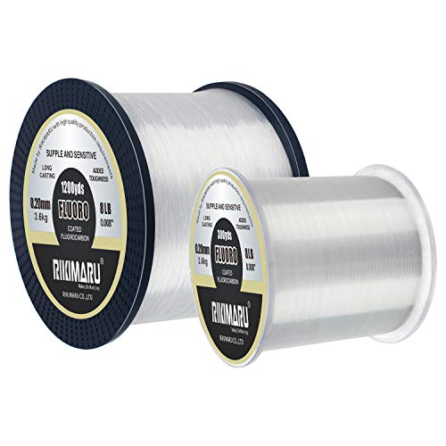 RIKIMARU Fluoro Fishing Line, 100% Fluorocarbon Coated Fishing Line (Clear, 4LB/0.18mm/300Yds)