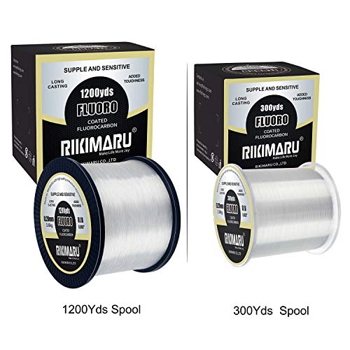 RIKIMARU Fluoro Fishing Line, 100% Fluorocarbon Coated Fishing Line (Clear, 4LB/0.18mm/300Yds)