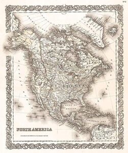 posterazzi pdxfas2043large 1855 vintage map of north america colton poster print, 24 x 36, multicolor