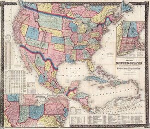 posterazzi pdxfas2046small 1861 map of us and north america goldthwait poster print, 24 x 18, multicolor