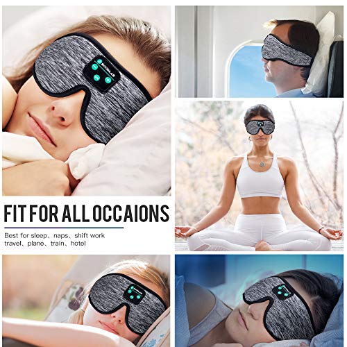 Boodlab Sleep Headphones Bluetooth Sleep Mask, 3D Sleep Eye Mask with Ultra-Thin HD Stereo Speakers Washable Adjustable for Sleeping Side Sleepers, Air Travel,Yoga,Meditation,Holiday