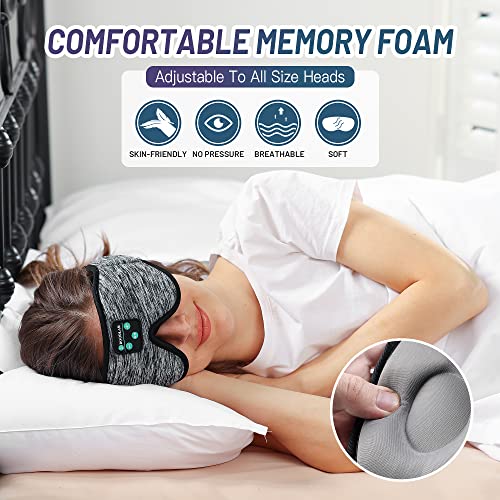 Boodlab Sleep Headphones Bluetooth Sleep Mask, 3D Sleep Eye Mask with Ultra-Thin HD Stereo Speakers Washable Adjustable for Sleeping Side Sleepers, Air Travel,Yoga,Meditation,Holiday