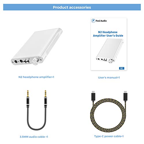 Fosi Audio N2 Headset Portable Amp Gain & Bass Switch Hi-Fi 3.5MM Earphone Headset Powered Dual-Output with Lithium Battery for iPhone, iPad, iPod, MP3 and Computers Speakers