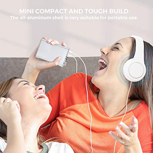 Fosi Audio N2 Headset Portable Amp Gain & Bass Switch Hi-Fi 3.5MM Earphone Headset Powered Dual-Output with Lithium Battery for iPhone, iPad, iPod, MP3 and Computers Speakers