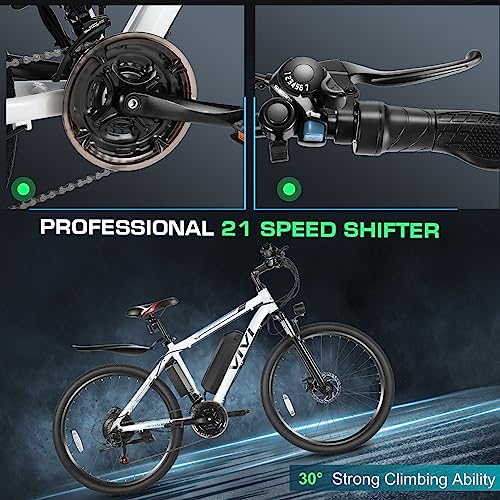 Vivi Electric Bike, Electric Bike for Adults, 26" Ebike 500W Adult Electric Bicycles, 20MPH Electric Mountain Bike with 48V Removable Battery, Up to 50 Miles, Cruise Control, Professional 21 Speed