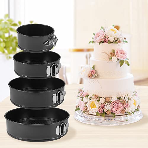 isheTao Cake Pan Set for Baking, Non-Stick Springform Pans Set of 4 (4, 7, 9 10inches), Round Cake Pans,Cheesecake Pan, Leak-Proof Cake Pans with Removable Bottom