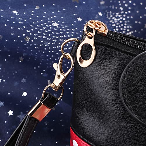 yiwoo 2 Pack Cosmetic Bag Mouse Ears Bag with Zipper,Cartoon Leather Travel Makeup Handbag with Bow-knot, Cute Portable Toiletry Pouch for Women Teen Girls Kids (Black)