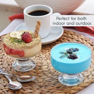 Crystalia Small Glass Ice Cream Bowl Set, Glass Dessert Cups for Trifle Parfait Sundae and Nuts, Lead-Free Footed Dessert Cups, Clear Glass Fruit Parfait Cups, Set of 4, 9 oz (Rounded)