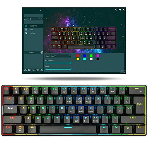 CHONCHOW Mechanical Keyboard 61 Keys Gaming RGB Wired Programmable BS-8102 Ultra-Compact Compatible with Windows 7/8/10 iMac Xbox one X Ps4(Black,red Switch)