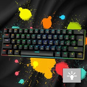 CHONCHOW Mechanical Keyboard 61 Keys Gaming RGB Wired Programmable BS-8102 Ultra-Compact Compatible with Windows 7/8/10 iMac Xbox one X Ps4(Black,red Switch)