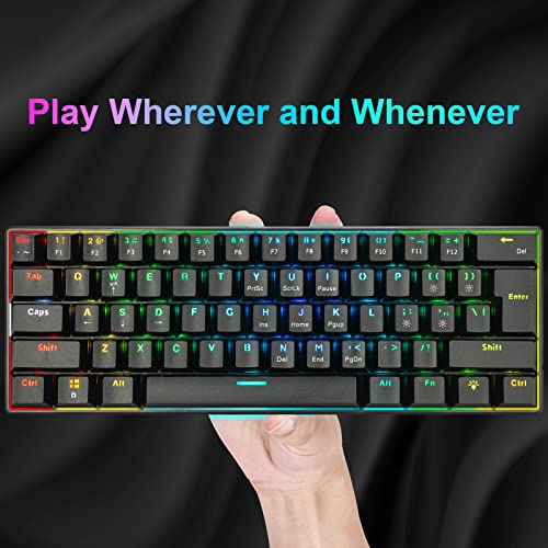 CHONCHOW Mechanical Keyboard 61 Keys Gaming RGB Wired Programmable BS-8102 Ultra-Compact Compatible with Windows 7/8/10 iMac Xbox one X Ps4(Black,red Switch)