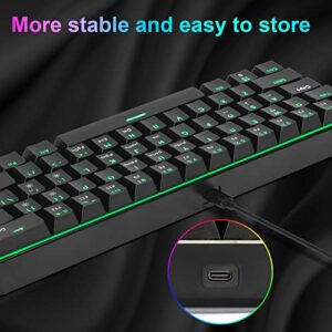 CHONCHOW Mechanical Keyboard 61 Keys Gaming RGB Wired Programmable BS-8102 Ultra-Compact Compatible with Windows 7/8/10 iMac Xbox one X Ps4(Black,red Switch)