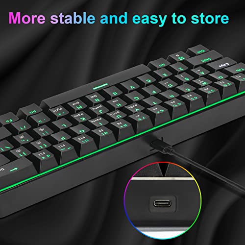 CHONCHOW Mechanical Keyboard 61 Keys Gaming RGB Wired Programmable BS-8102 Ultra-Compact Compatible with Windows 7/8/10 iMac Xbox one X Ps4(Black,red Switch)