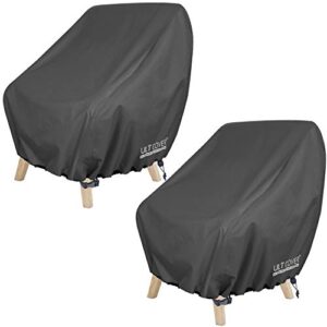 ultcover waterproof patio chair cover – outdoor lounge deep seat single lawn chair cover 2 pack fits up to 32w x 34d x 34h inches, black