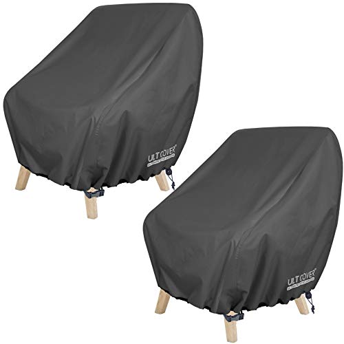 ULTCOVER Waterproof Patio Chair Cover – Outdoor Lounge Deep Seat Single Lawn Chair Cover 2 Pack Fits Up to 32W x 34D x 34H inches, Black