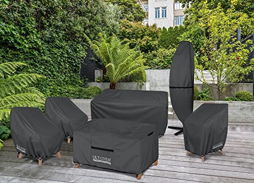 ULTCOVER Waterproof Patio Chair Cover – Outdoor Lounge Deep Seat Single Lawn Chair Cover 2 Pack Fits Up to 32W x 34D x 34H inches, Black