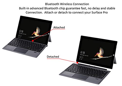 Keyboard Replacement Type Cover Trackpad Mouse for Microsoft Surface Pro 7 / 6 / 5 / 4 / 3 Ergonomic Portable Slim Wireless Bluetooth Rechargeable (with Backlit)