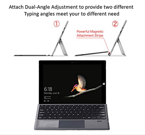 Keyboard Replacement Type Cover Trackpad Mouse for Microsoft Surface Pro 7 / 6 / 5 / 4 / 3 Ergonomic Portable Slim Wireless Bluetooth Rechargeable (with Backlit)