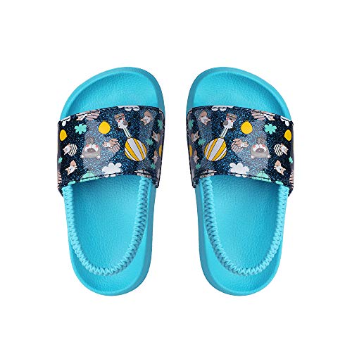 DREAM PAIRS Toddler Boys Girls Slip on Slide Sandals Kids Outdoor Summer Beach Water Shoes Slippers KAS211,Blue,Size 9-10 Toddler