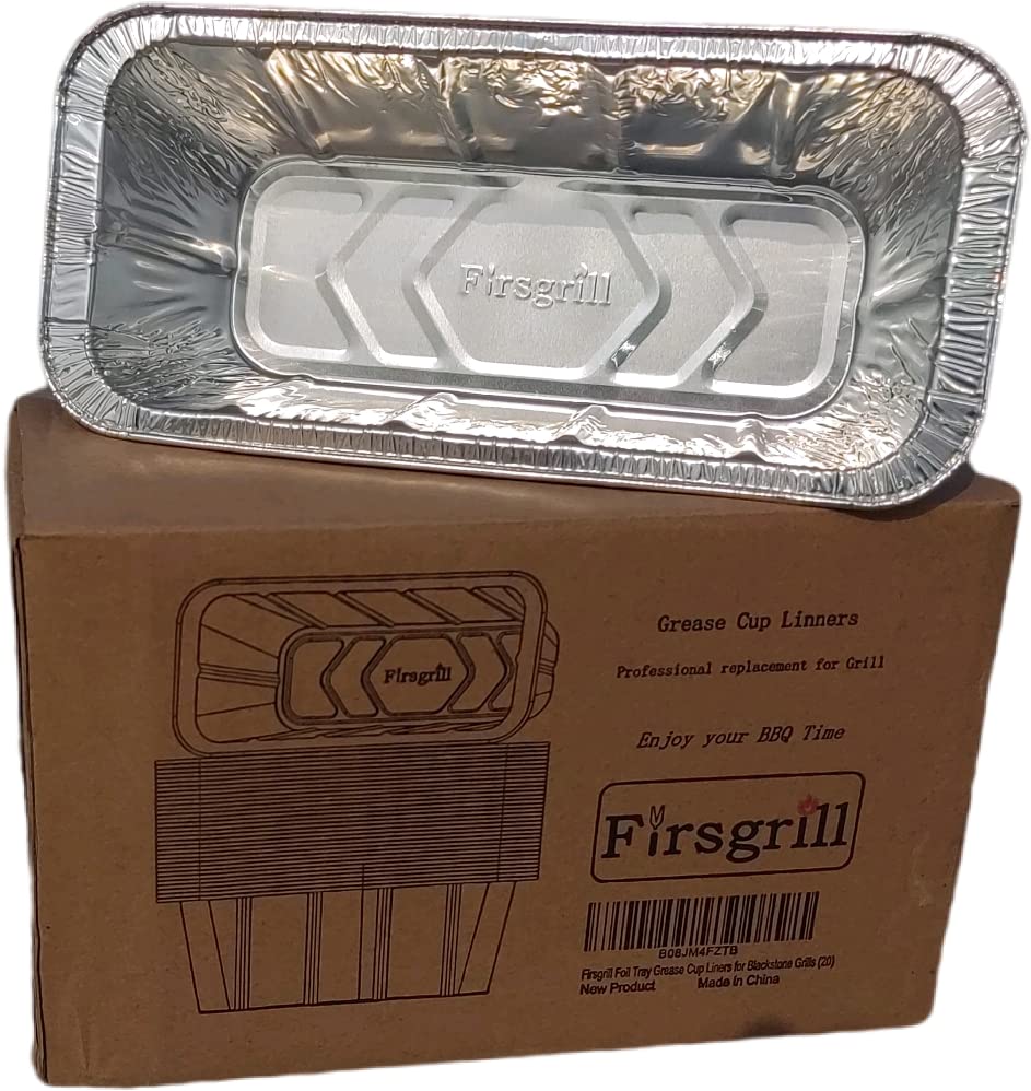 Firsgrill 32-Pack Professional Fits Blackstone 17" 22" 28" 30" 36" Griddle Grill Liners Foil Tray Drip Pans Grease Cup Liners 8" L x 3.75" W x 3" D