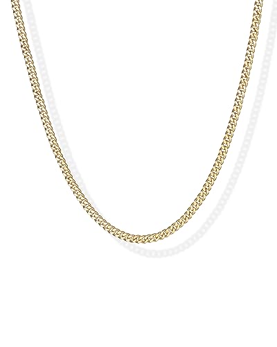 PAVOI Paperclip Box Sphere Bead Snake and Figaro Chain Adjustable Necklace (Curb, 14K Yellow Gold Plated)