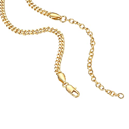 PAVOI Paperclip Box Sphere Bead Snake and Figaro Chain Adjustable Necklace (Curb, 14K Yellow Gold Plated)