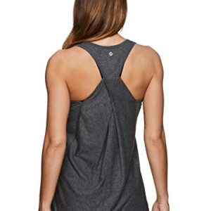 RBX Active Women's Flowy Yoga Workout Super Soft Twist Back Tank Top Tunic Charcoal S21 M