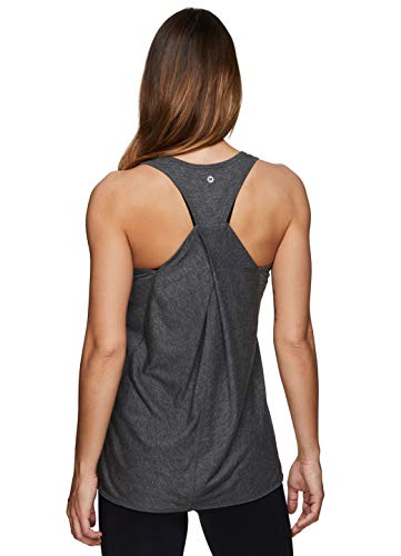 RBX Active Women's Flowy Yoga Workout Super Soft Twist Back Tank Top Tunic Charcoal S21 M