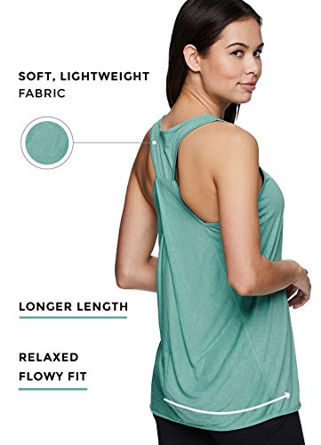 RBX Active Women's Flowy Yoga Workout Super Soft Twist Back Tank Top Tunic Charcoal S21 M