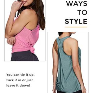 RBX Active Women's Flowy Yoga Workout Super Soft Twist Back Tank Top Tunic Charcoal S21 M